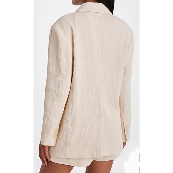 Express Oversized Textured Boyfriend Blazer Suit Jacket Beige Cream sz L - Picture 3 of 16